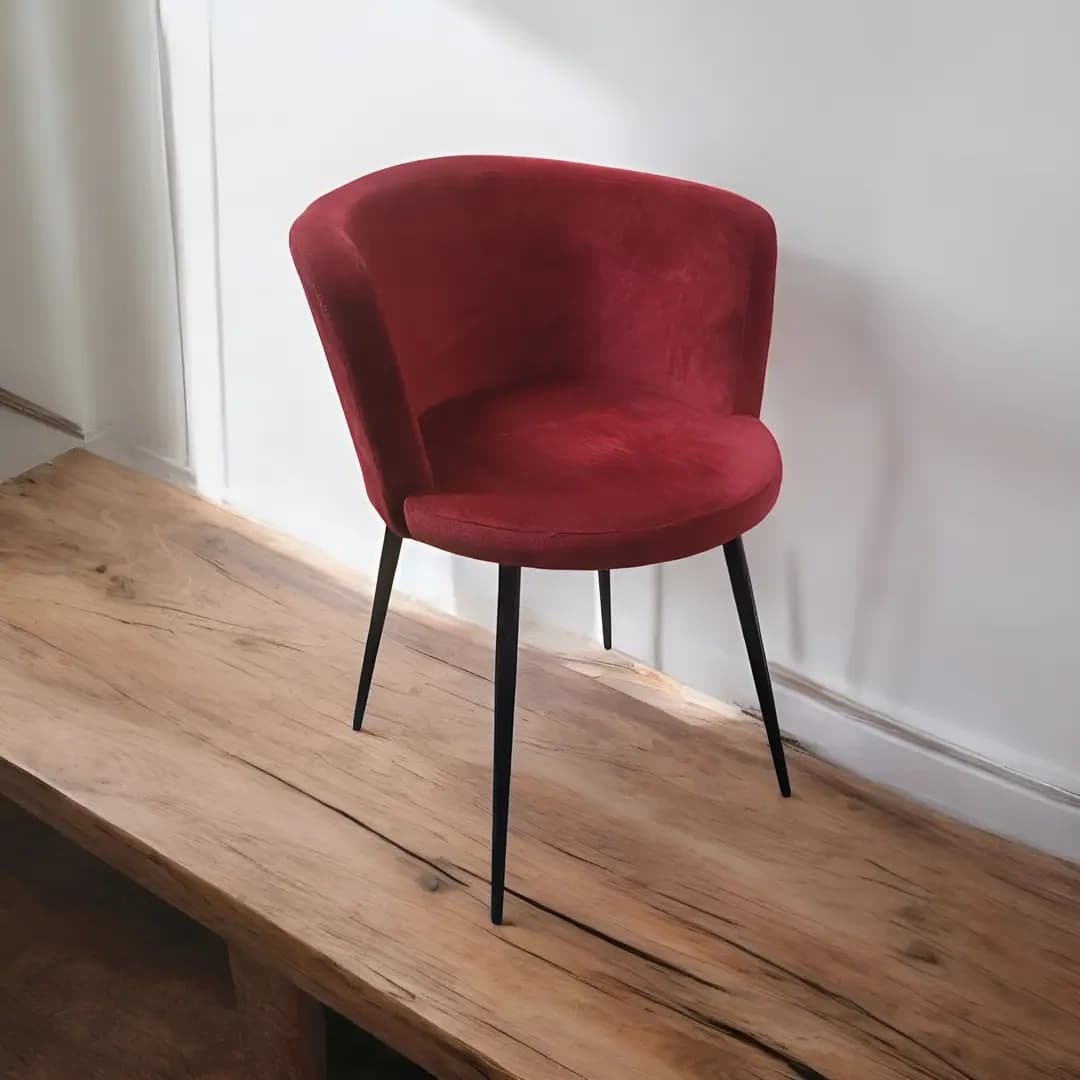 Velvet Barrel Maroon Chair