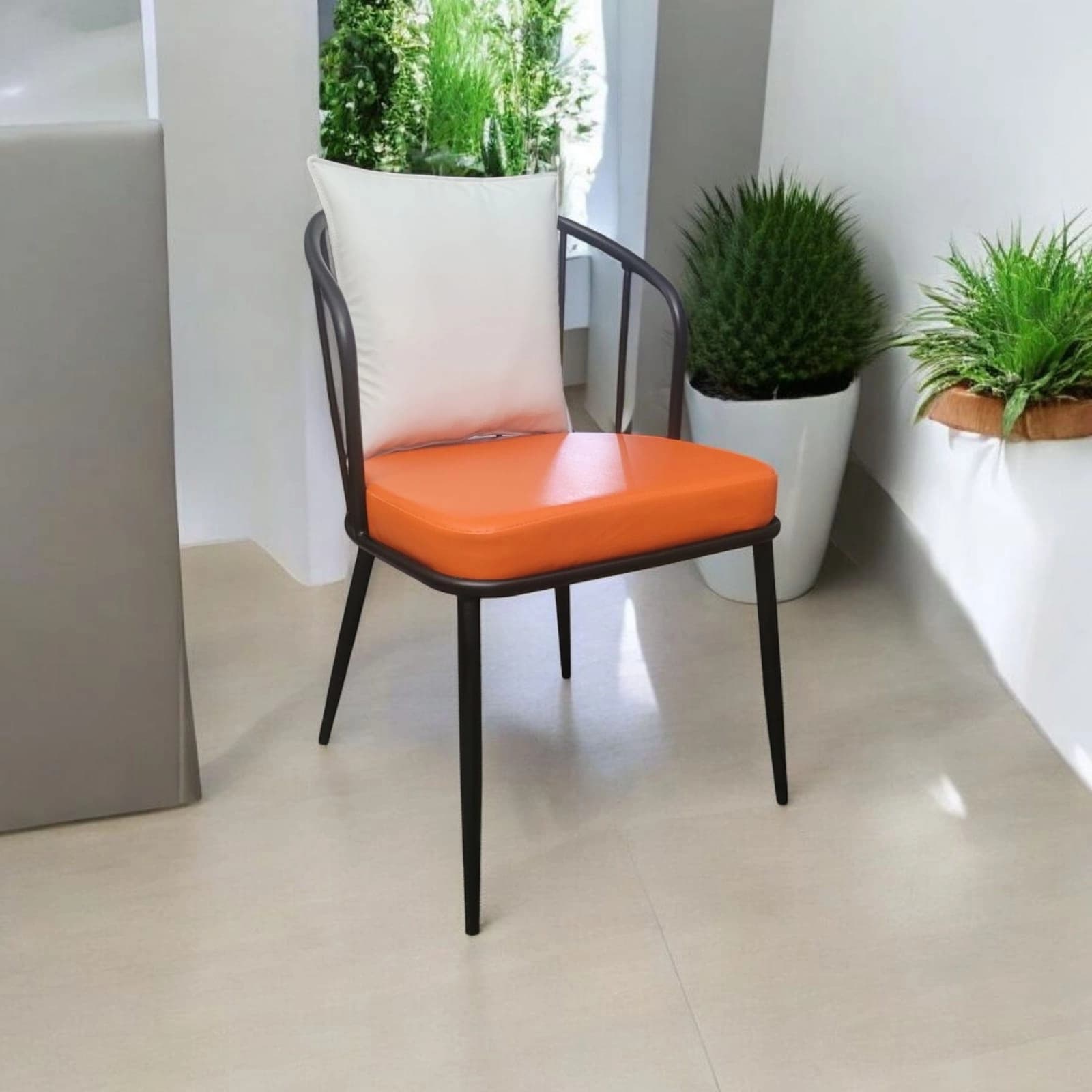 Orange Leather Accent Chair
